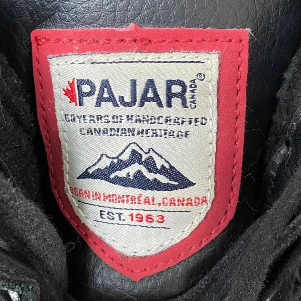 Pajar Black and Red Lace-Up Waterproof Leather Winter Boots Sz 8 to 8.5